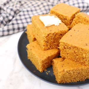 Picture of blog post how-to-make-vegan-gluten-free-sugar-free-cornbread-recipe-family-food-blog-mostly-domestic